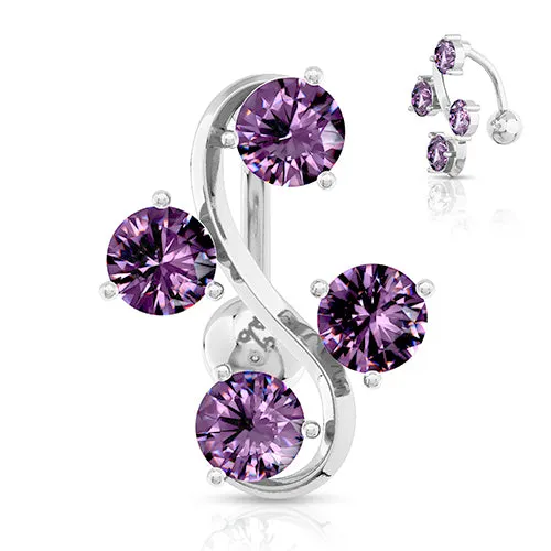 CZ Vine Stainless Reverse Belly Ring Tulsa Body Jewelry Rings CZ Vine Stainless Reverse Belly Ring Tulsa Body Jewelry Rings