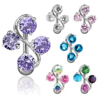 CZ Vine Stainless Reverse Belly Ring Tulsa Body Jewelry Rings CZ Vine Stainless Reverse Belly Ring Tulsa Body Jewelry Rings