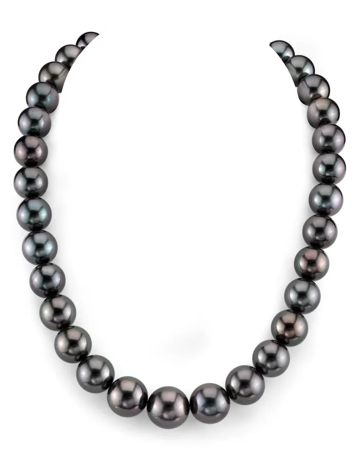 Dark Tahitian True Round Pearl Necklace 120150mm AAAA Quality SPT Necklaces Dark Tahitian True Round Pearl Necklace 120150mm AAAA Quality SPT Necklaces