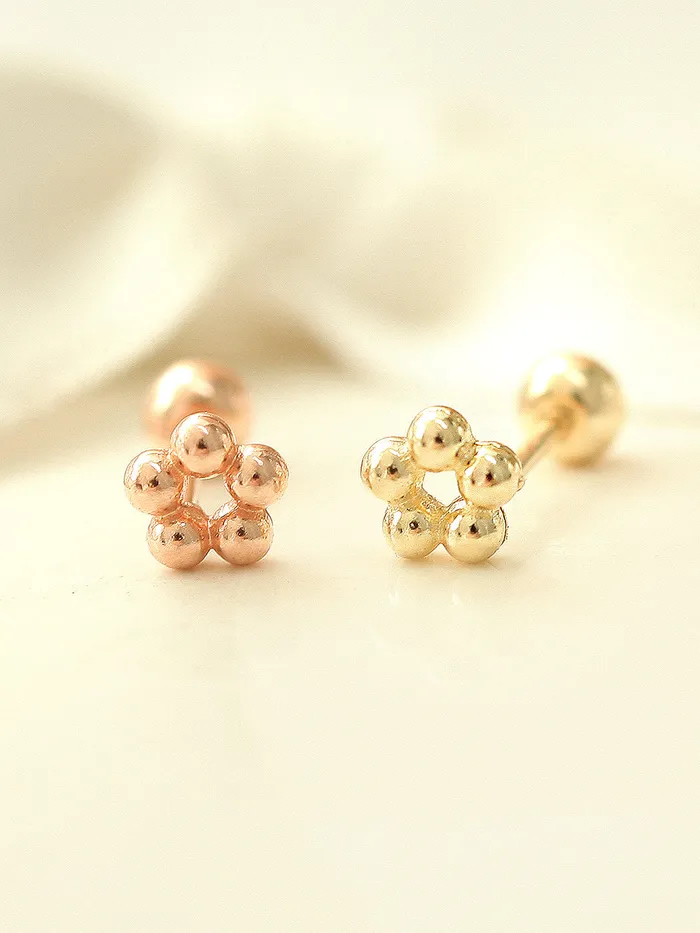Earrings 14K Gold Mini Flower Ball cartilage earring 20g MinimalBijoux