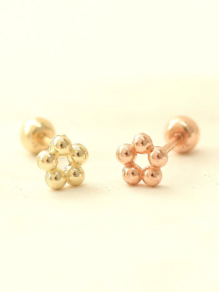 Earrings 14K Gold Mini Flower Ball cartilage earring 20g MinimalBijoux
