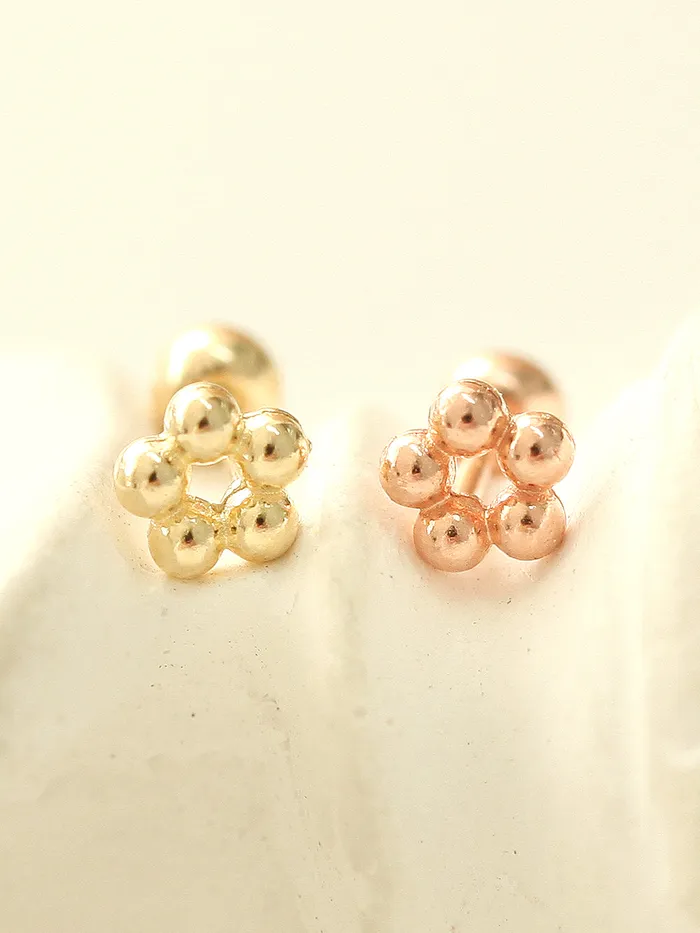 Earrings 14K Gold Mini Flower Ball cartilage earring 20g MinimalBijoux