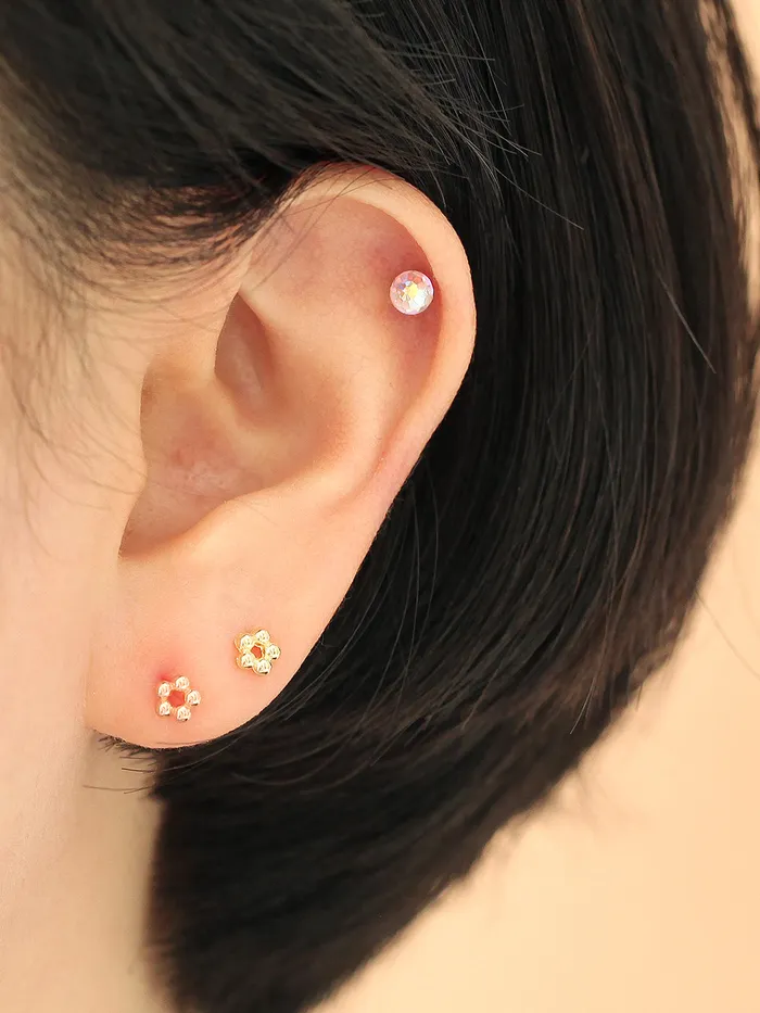 Earrings 14K Gold Mini Flower Ball cartilage earring 20g MinimalBijoux