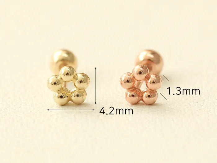 Earrings 14K Gold Mini Flower Ball cartilage earring 20g MinimalBijoux