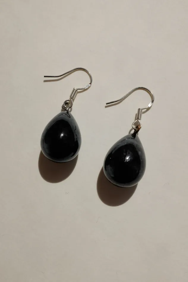 Earrings collectionno2 DROP BLACK GLASS PEARL VINTAGE EARRINGS