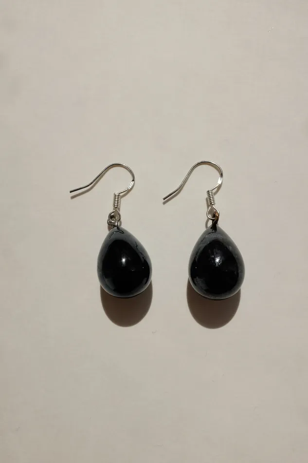 Earrings collectionno2 DROP BLACK GLASS PEARL VINTAGE EARRINGS