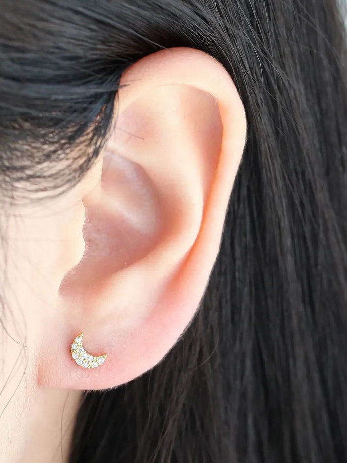 Earrings Delicate CZ Crescent Cartilage earring MinimalBijoux
