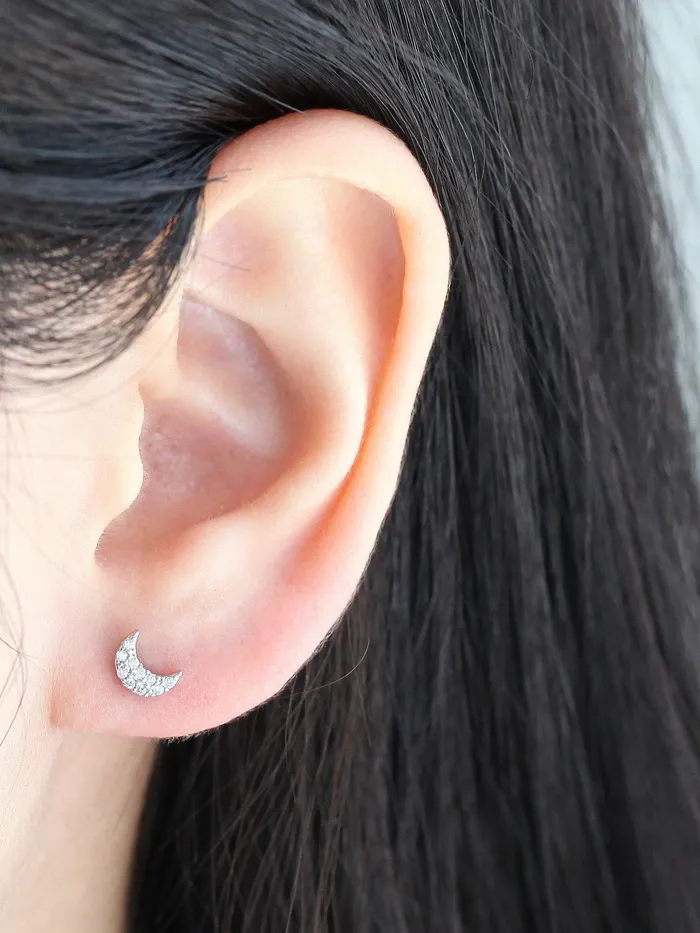 Earrings Delicate CZ Crescent Cartilage earring MinimalBijoux