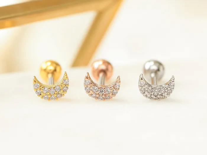 Earrings Delicate CZ Crescent Cartilage earring MinimalBijoux