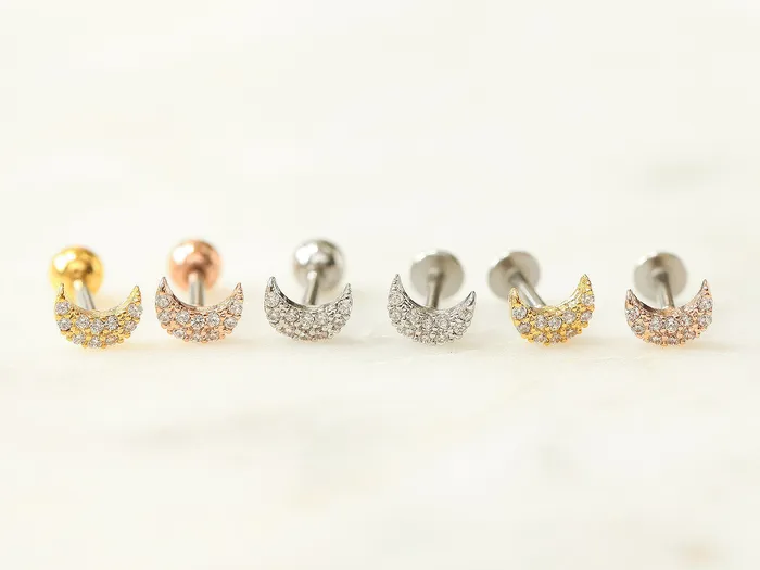 Earrings Delicate CZ Crescent Cartilage earring MinimalBijoux