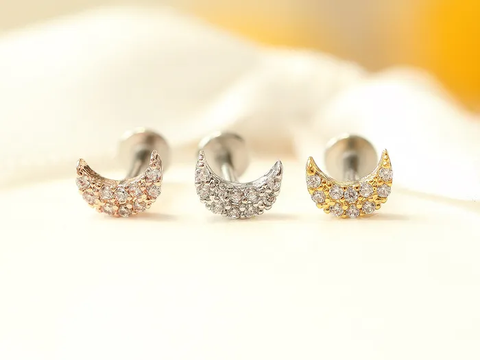 Earrings Delicate CZ Crescent Cartilage earring MinimalBijoux