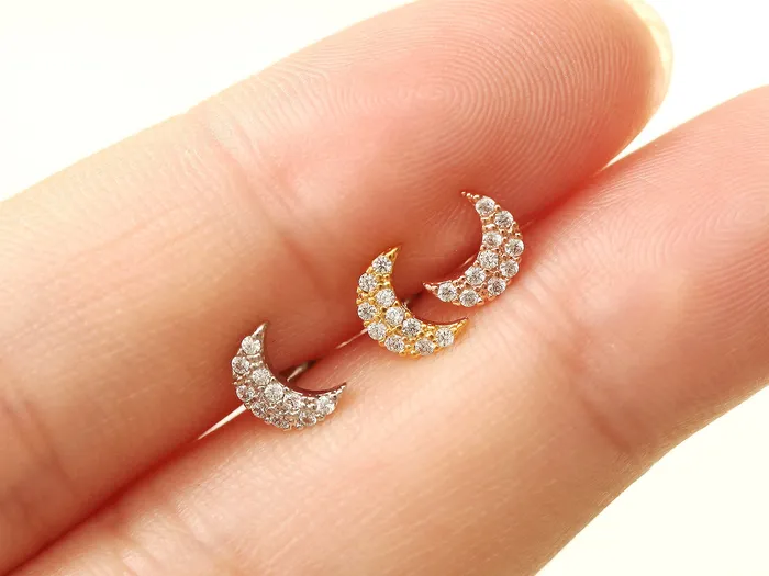 Earrings Delicate CZ Crescent Cartilage earring MinimalBijoux