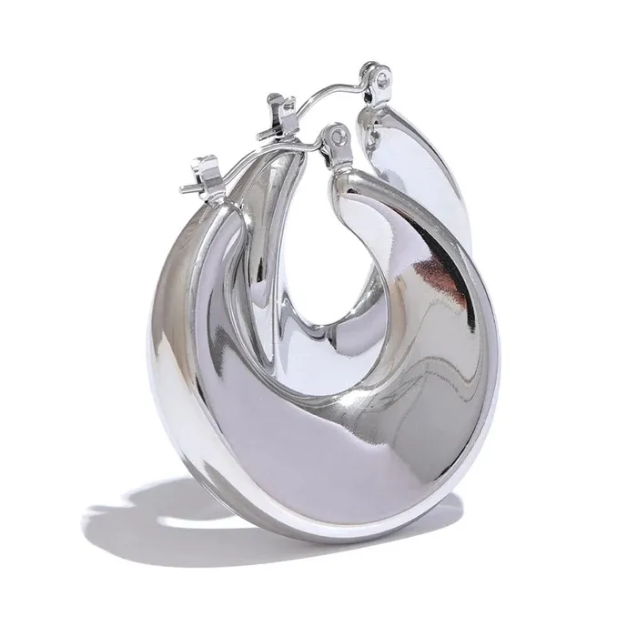 Earrings Mabel Love Co Abstract Silver Hoop Earrings