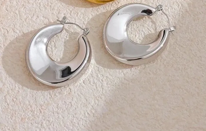 Earrings Mabel Love Co Abstract Silver Hoop Earrings