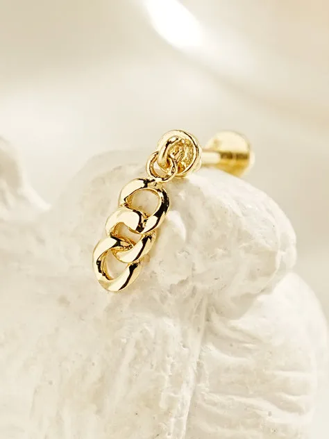 Earrings MinimalBijoux 14K Gold Chain Drop Internally Threaded Labret Piercing 20G18G16G