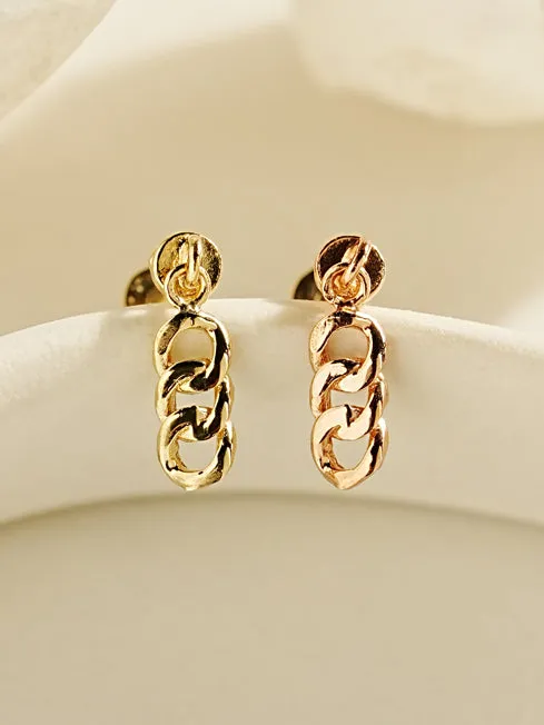 Earrings MinimalBijoux 14K Gold Chain Drop Internally Threaded Labret Piercing 20G18G16G