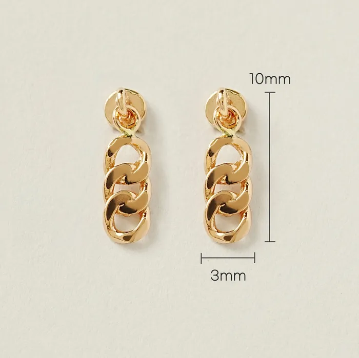 Earrings MinimalBijoux 14K Gold Chain Drop Internally Threaded Labret Piercing 20G18G16G