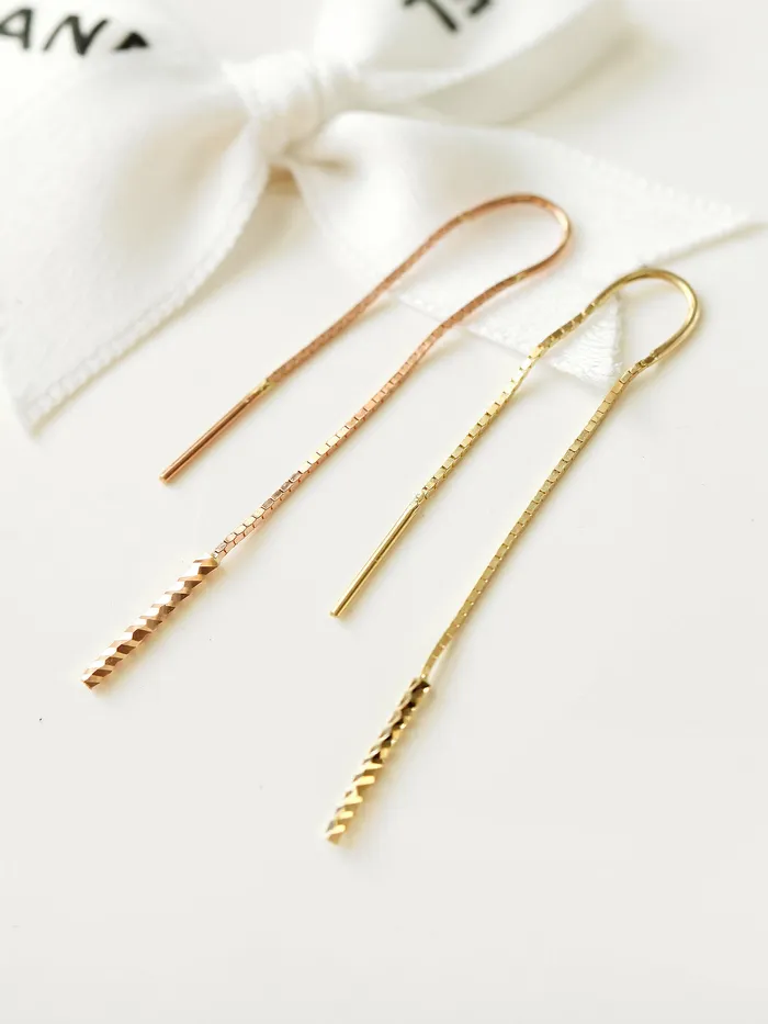 Earrings MinimalBijoux 14K Gold Cutting Bar threader earring
