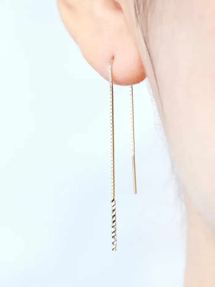 Earrings MinimalBijoux 14K Gold Cutting Bar threader earring