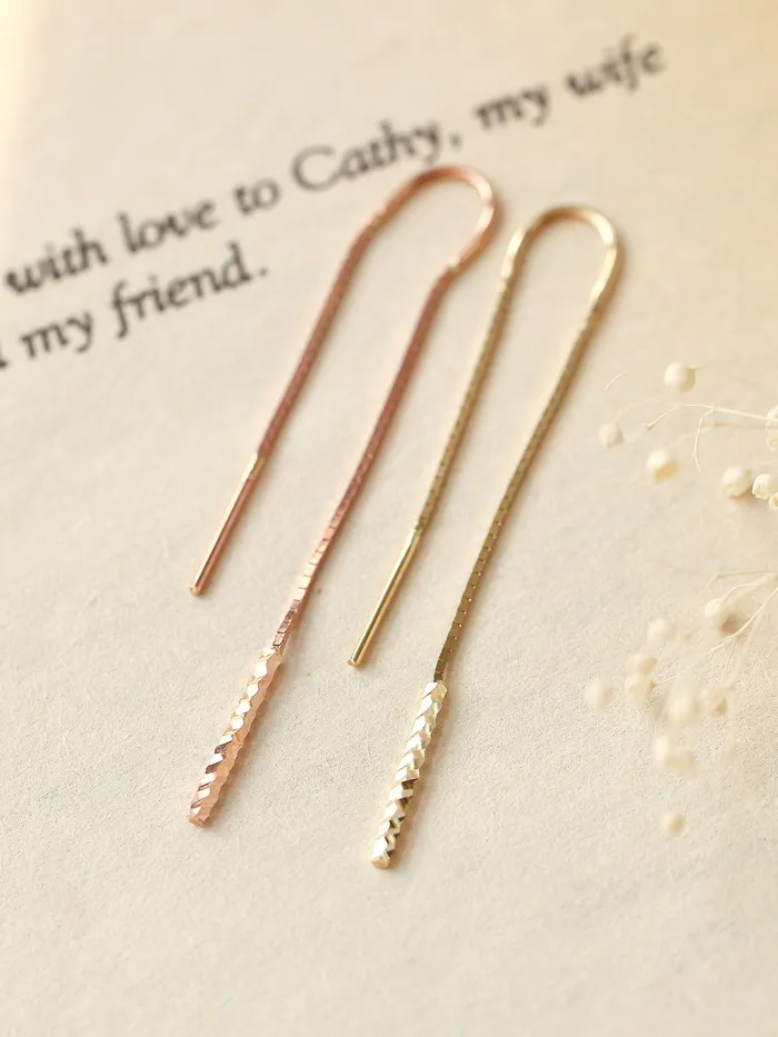 Earrings MinimalBijoux 14K Gold Cutting Bar threader earring