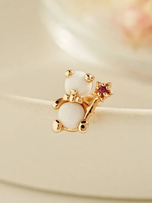 Earrings MinimalBijoux 14K Gold Fairy Bear Cartilage Earring 18G