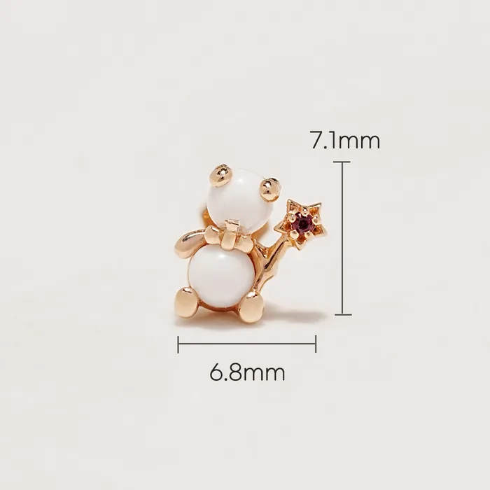 Earrings MinimalBijoux 14K Gold Fairy Bear Cartilage Earring 18G