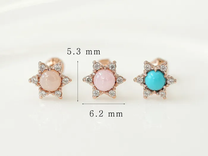 Earrings MinimalBijoux 14K Gold Flower Gemstone Cartilage Earring 18G16G