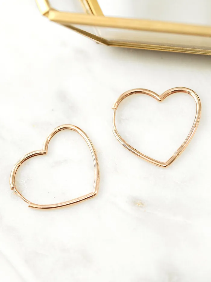 Earrings MinimalBijoux 14K Gold Heart Hoop Earring
