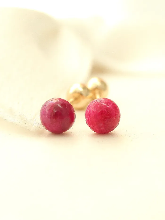 Earrings MinimalBijoux 14K Gold Hemisphere Turquoise Garnet Cartilage Earring 20G