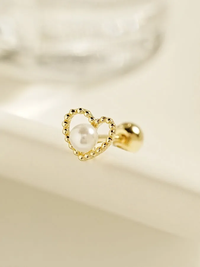 Earrings MinimalBijoux 14K Gold Memory Heart Cartilage Earring 20G