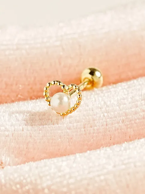 Earrings MinimalBijoux 14K Gold Memory Heart Cartilage Earring 20G
