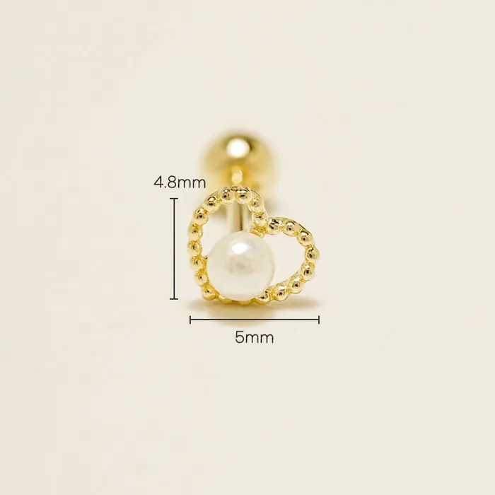 Earrings MinimalBijoux 14K Gold Memory Heart Cartilage Earring 20G