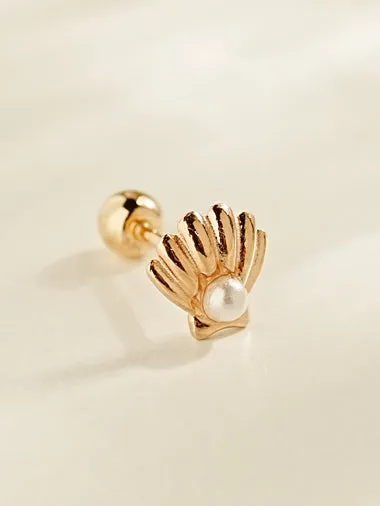 Earrings MinimalBijoux 14K Gold Pearl Clam Cartilage Earring 20G