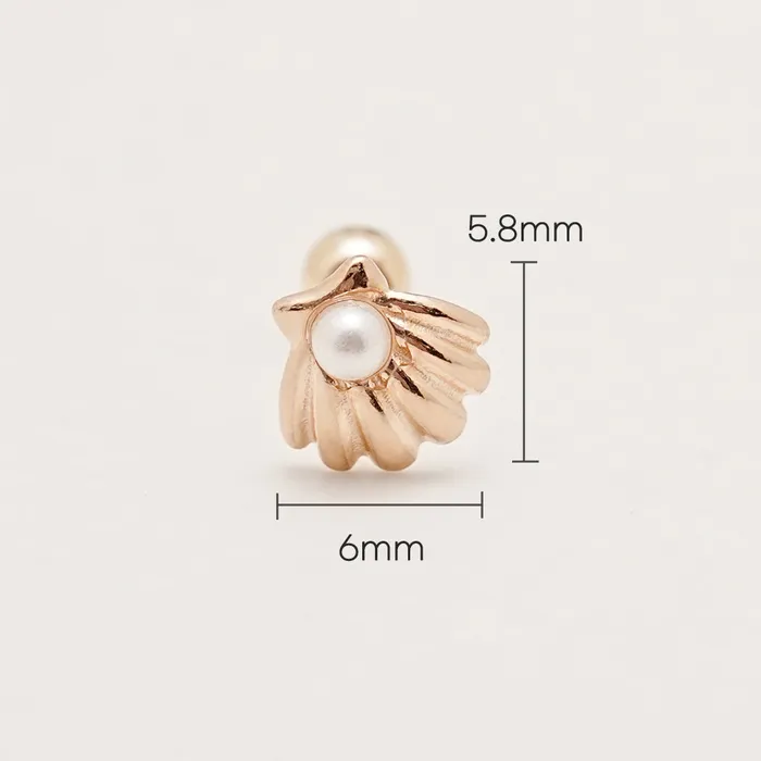 Earrings MinimalBijoux 14K Gold Pearl Clam Cartilage Earring 20G