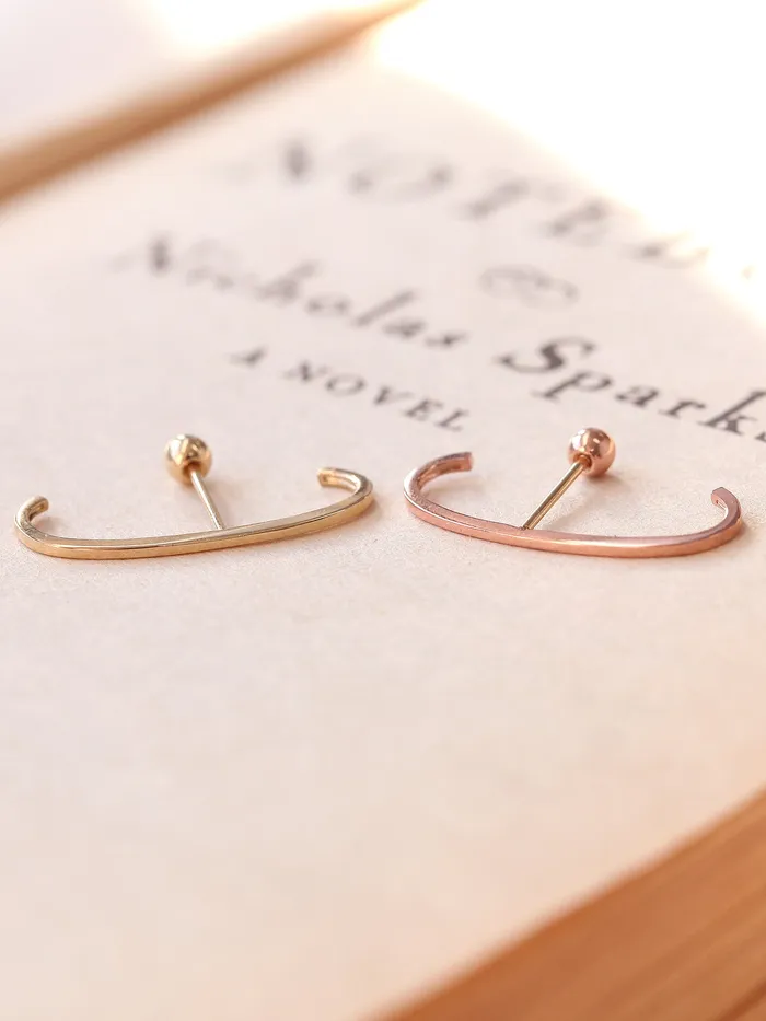 Earrings MinimalBijoux 14K Gold Plain ear cuff wrap cartilage earring 20g
