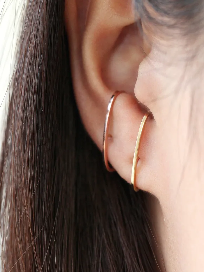 Earrings MinimalBijoux 14K Gold Plain ear cuff wrap cartilage earring 20g
