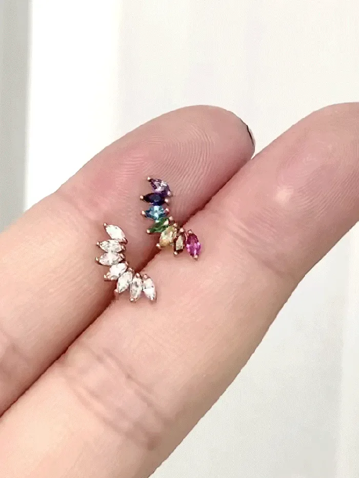 Earrings MinimalBijoux 14K Gold Rainbow Tiara Cartilage Earring 18G16G