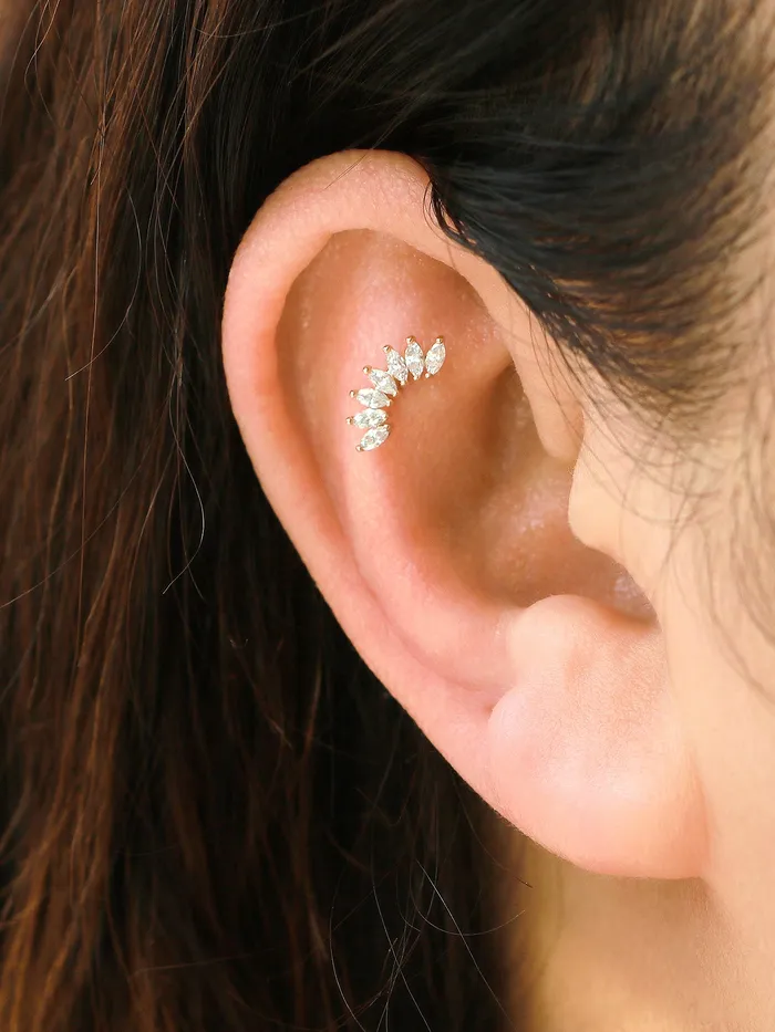 Earrings MinimalBijoux 14K Gold Rainbow Tiara Cartilage Earring 18G16G