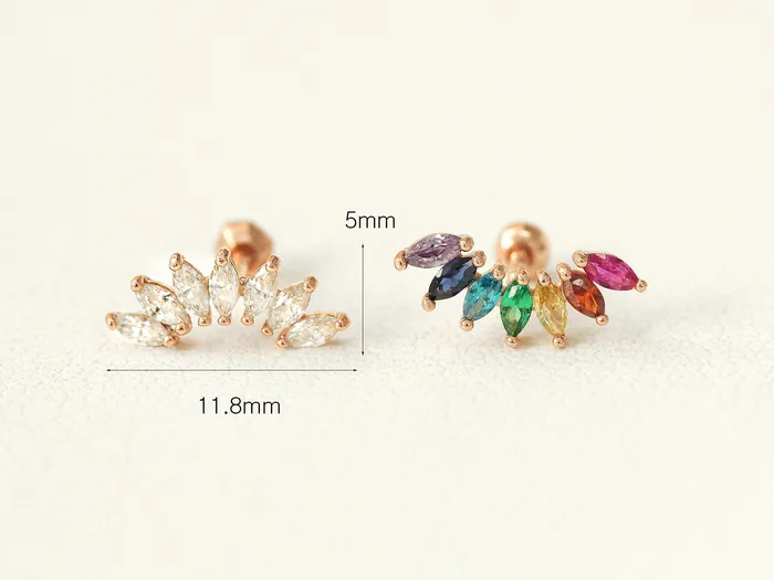 Earrings MinimalBijoux 14K Gold Rainbow Tiara Cartilage Earring 18G16G