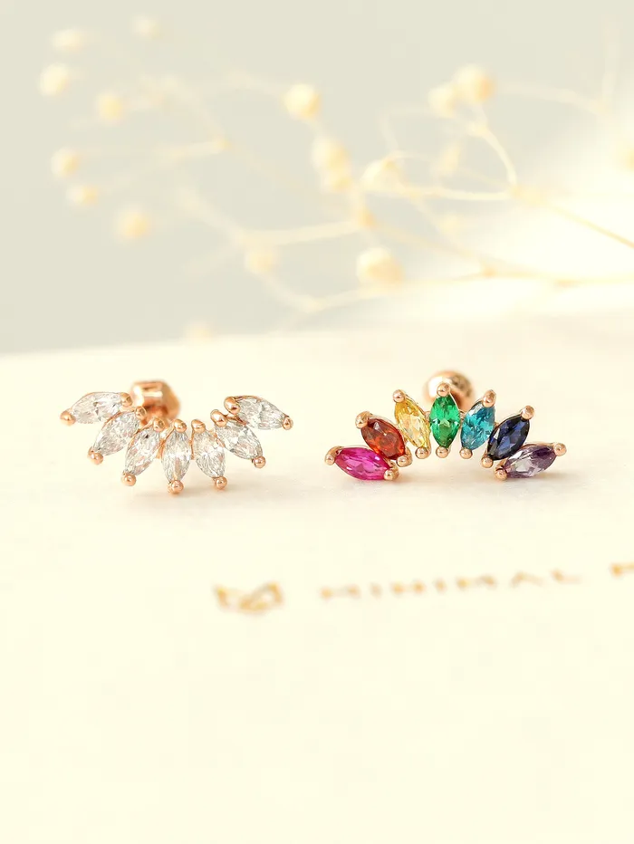 Earrings MinimalBijoux 14K Gold Rainbow Tiara Cartilage Earring 18G16G