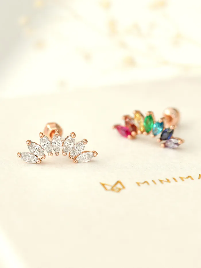 Earrings MinimalBijoux 14K Gold Rainbow Tiara Cartilage Earring 18G16G