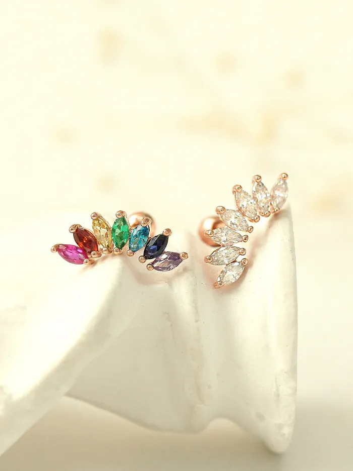 Earrings MinimalBijoux 14K Gold Rainbow Tiara Cartilage Earring 18G16G