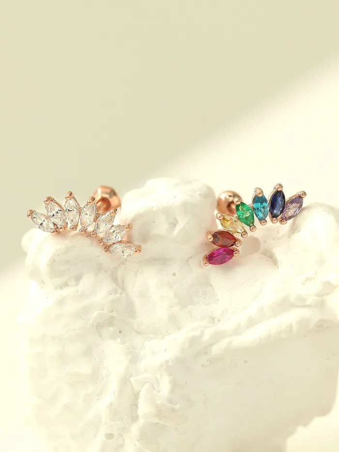 Earrings MinimalBijoux 14K Gold Rainbow Tiara Cartilage Earring 18G16G