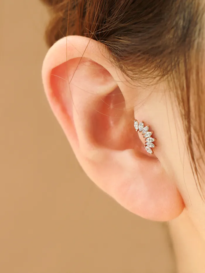 Earrings MinimalBijoux 14K Gold Rainbow Tiara Cartilage Earring 18G16G