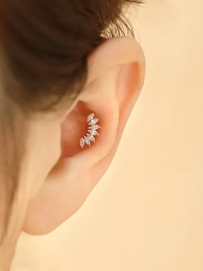 Earrings MinimalBijoux 14K Gold Rainbow Tiara Cartilage Earring 18G16G
