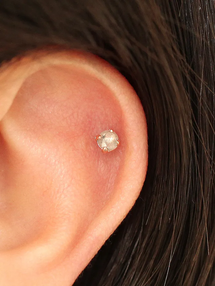 Earrings MinimalBijoux 14K Gold Rough Diamond Cartilage Earring 3mm 20g18g16g