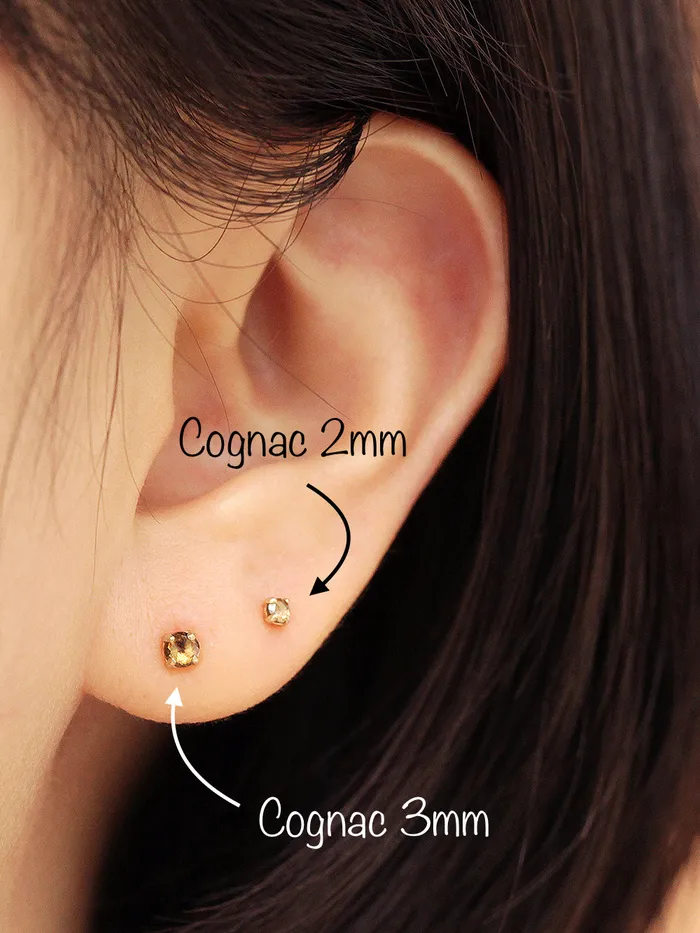 Earrings MinimalBijoux 14K Gold Rough Diamond Cartilage Earring 3mm 20g18g16g