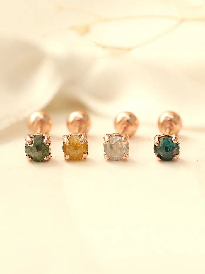 Earrings MinimalBijoux 14K Gold Rough Diamond Cartilage Earring 3mm 20g18g16g