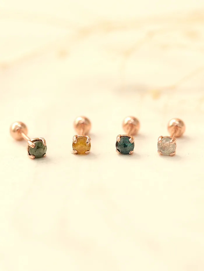 Earrings MinimalBijoux 14K Gold Rough Diamond Cartilage Earring 3mm 20g18g16g