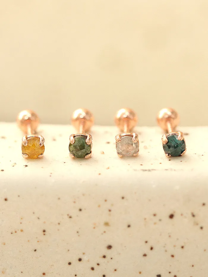 Earrings MinimalBijoux 14K Gold Rough Diamond Cartilage Earring 3mm 20g18g16g